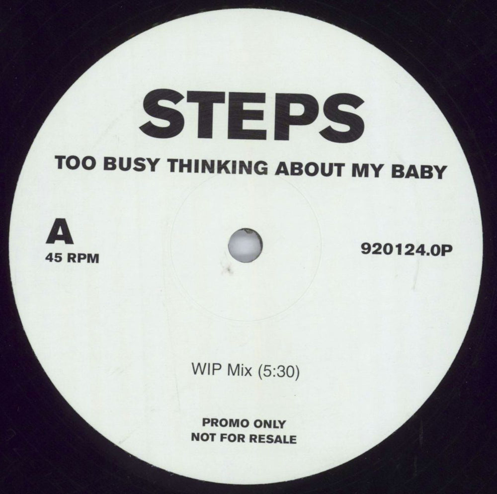 Steps Too Busy Thinking About My Baby UK Promo 12" vinyl single (12 inch record / Maxi-single) 920124.OP