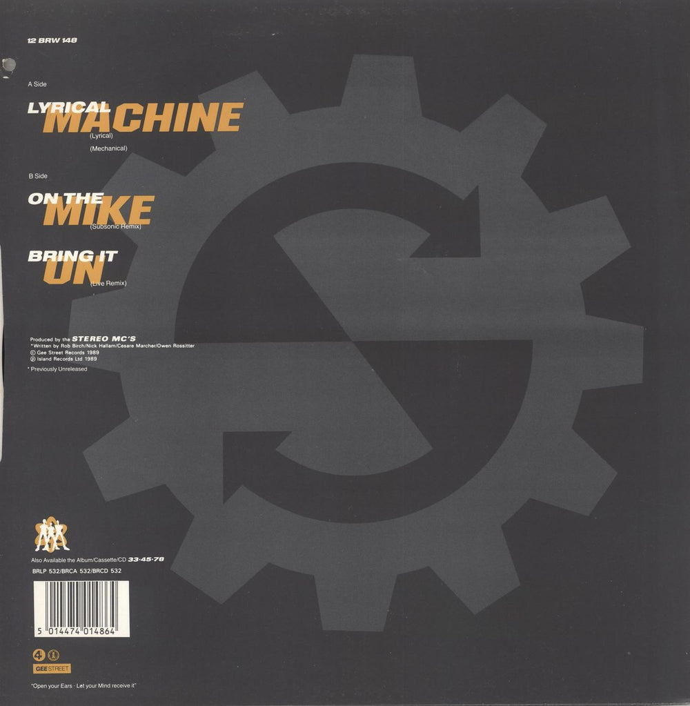 Stereo MCs Lyrical Machine UK 12" vinyl single (12 inch record / Maxi-single) 5014474014864