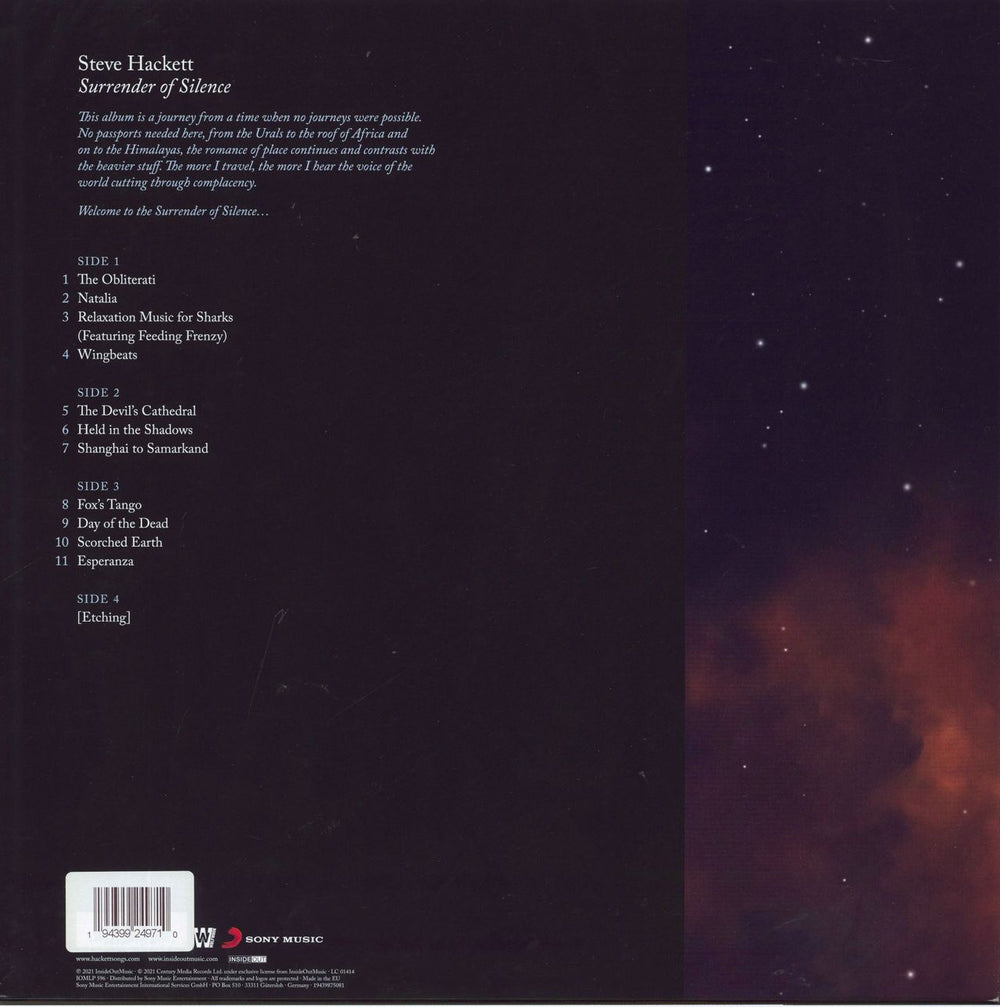 Steve Hackett Surrender Of Silence - Orange Vinyl + CD UK 2-LP vinyl record set (Double LP Album) 194399249710