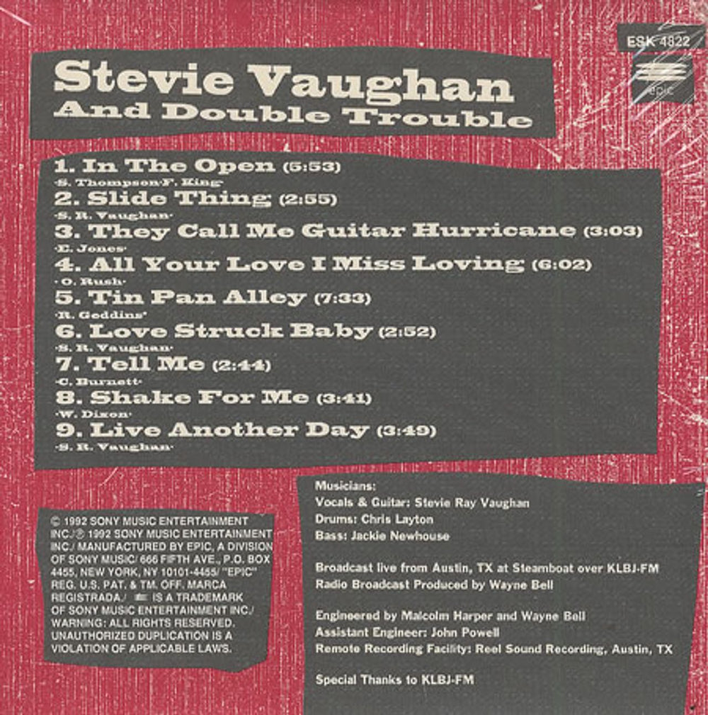 Stevie Ray Vaughan In The Beginning US Promo CD album (CDLP) SRVCDIN105006