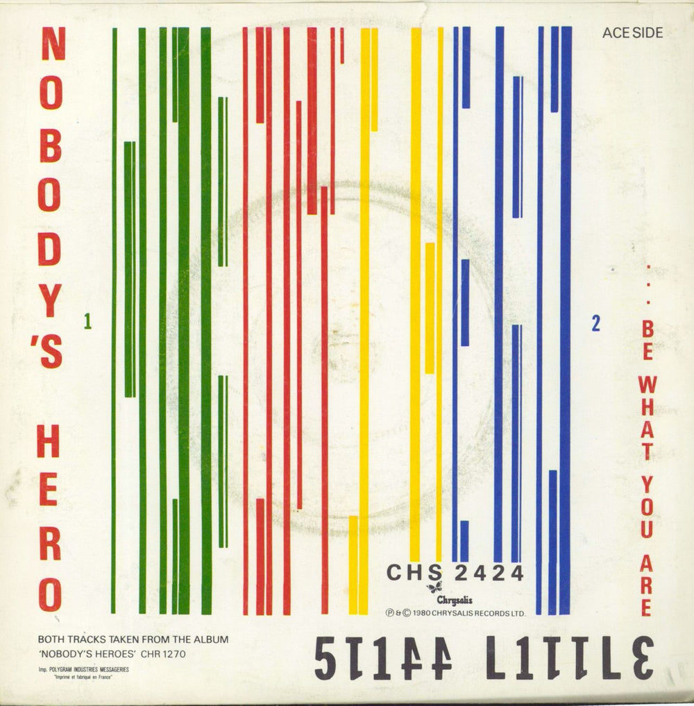 Stiff Little Fingers Nobody's Hero / Tin Soldiers - P/S - Silver French 7" vinyl single (7 inch record / 45)