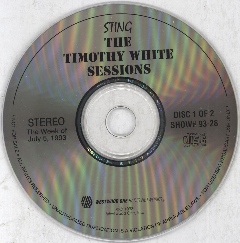 Sting The Timothy White Sessions US 2 CD album set (Double CD) #93-28