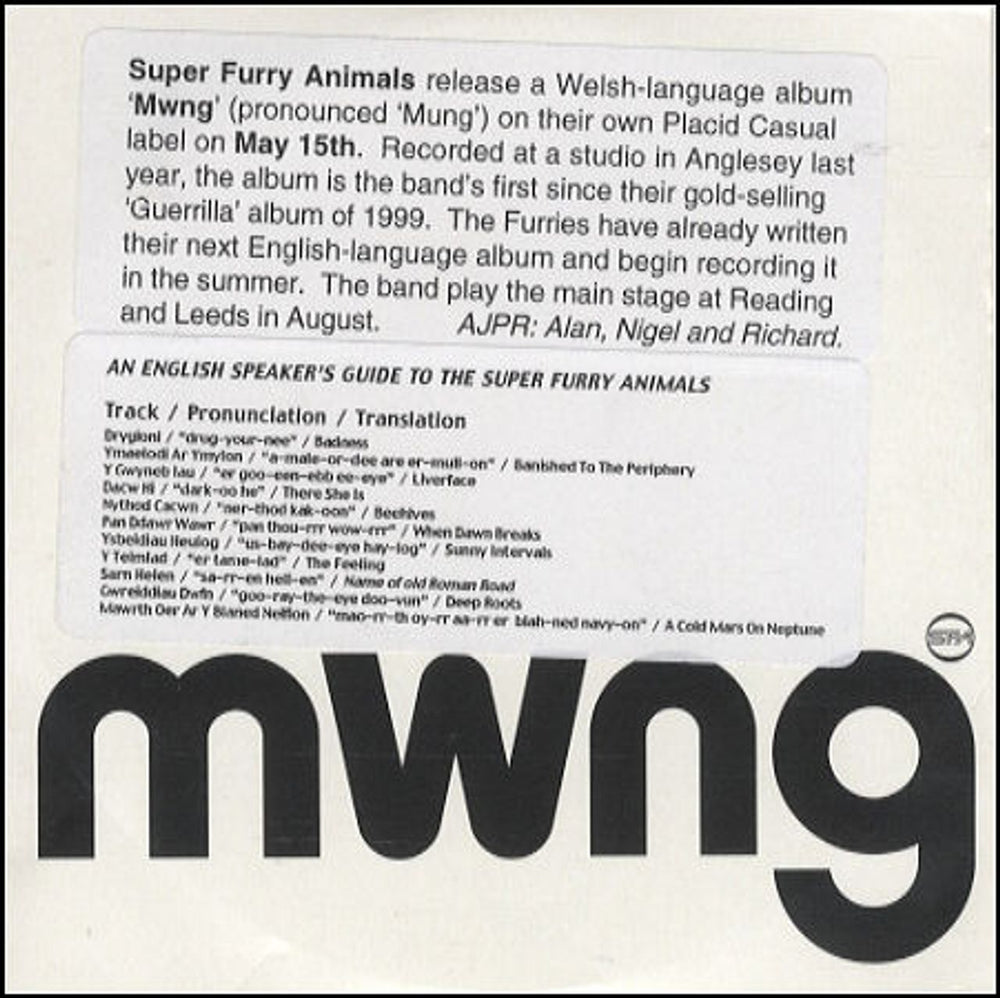 Super Furry Animals Mwng UK Promo CD album (CDLP) PLC03CDP