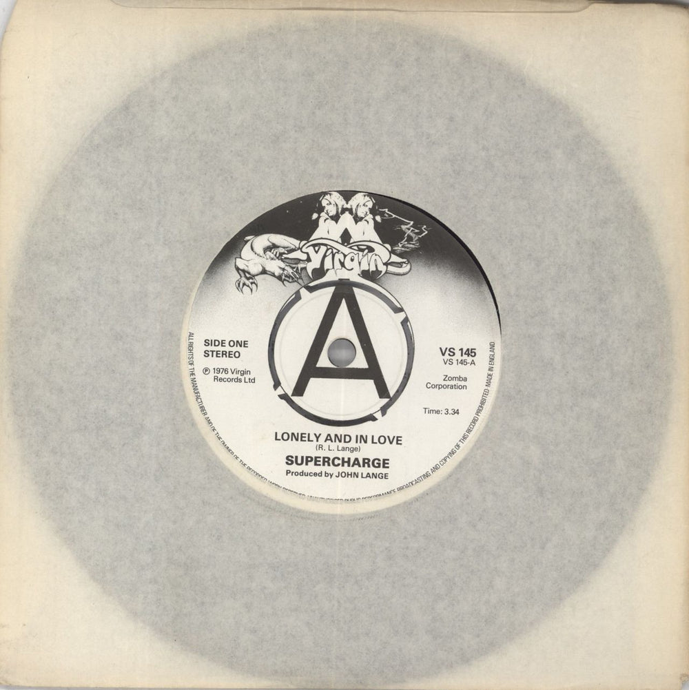 Supercharge Lonely And In Love - A label UK Promo 7" vinyl single (7 inch record / 45) VS145