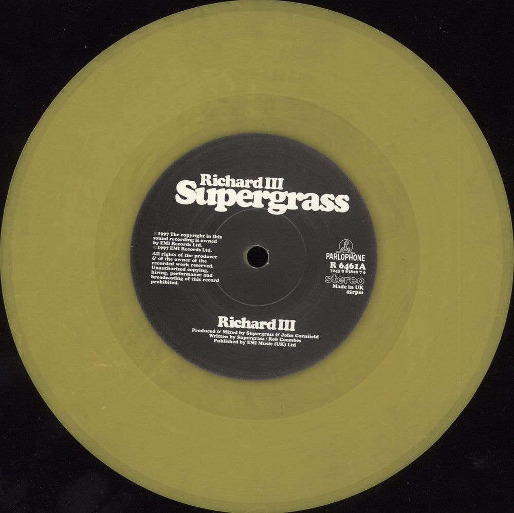Supergrass Richard III - Yellow UK 7" vinyl single (7 inch record / 45) SGS07RI83088