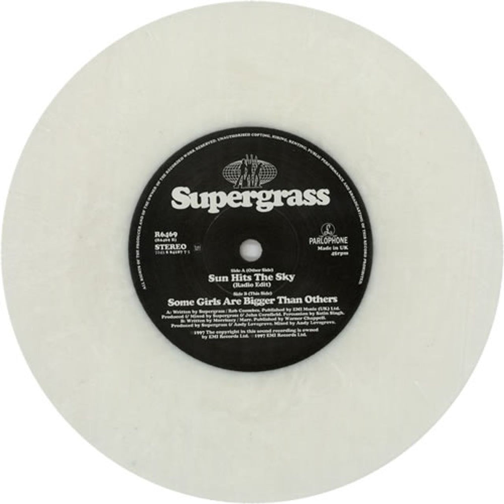 Supergrass Sun Hits The Sky - White Vinyl UK 7" vinyl single (7 inch record / 45) SGS07SU87435