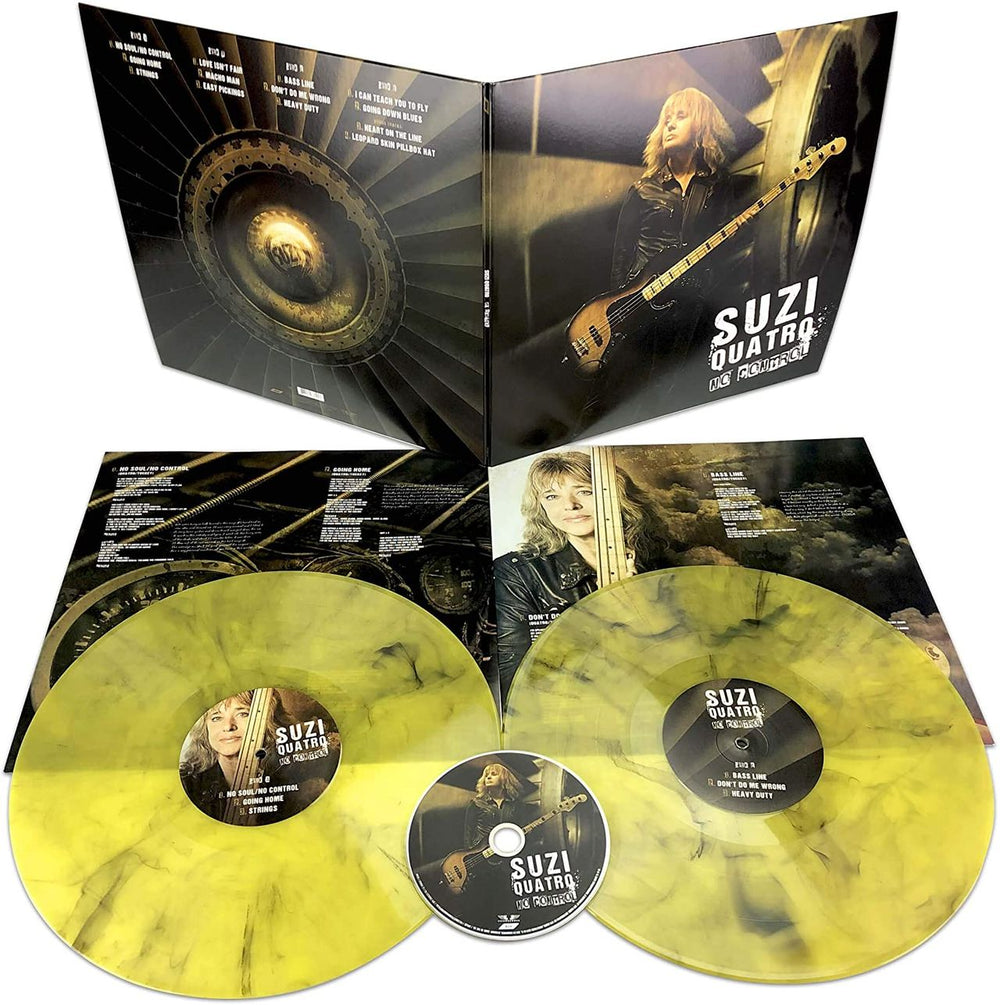 Suzi Quatro No Control - Yellow/Black Swirl + CD German 2-LP vinyl record set (Double LP Album) SUZ2LNO787504