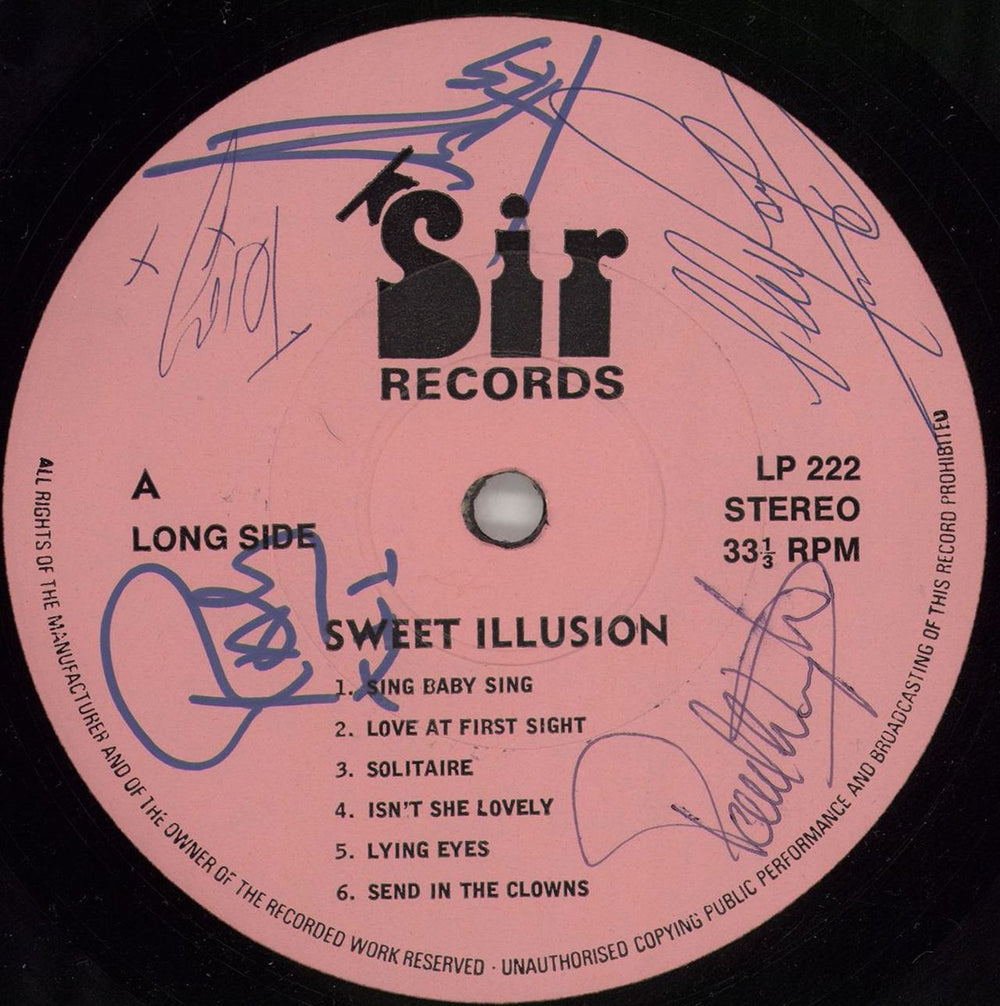 Sweet Illusion Two Sides - Autographed UK vinyl LP album (LP record) VWHLPTW766419