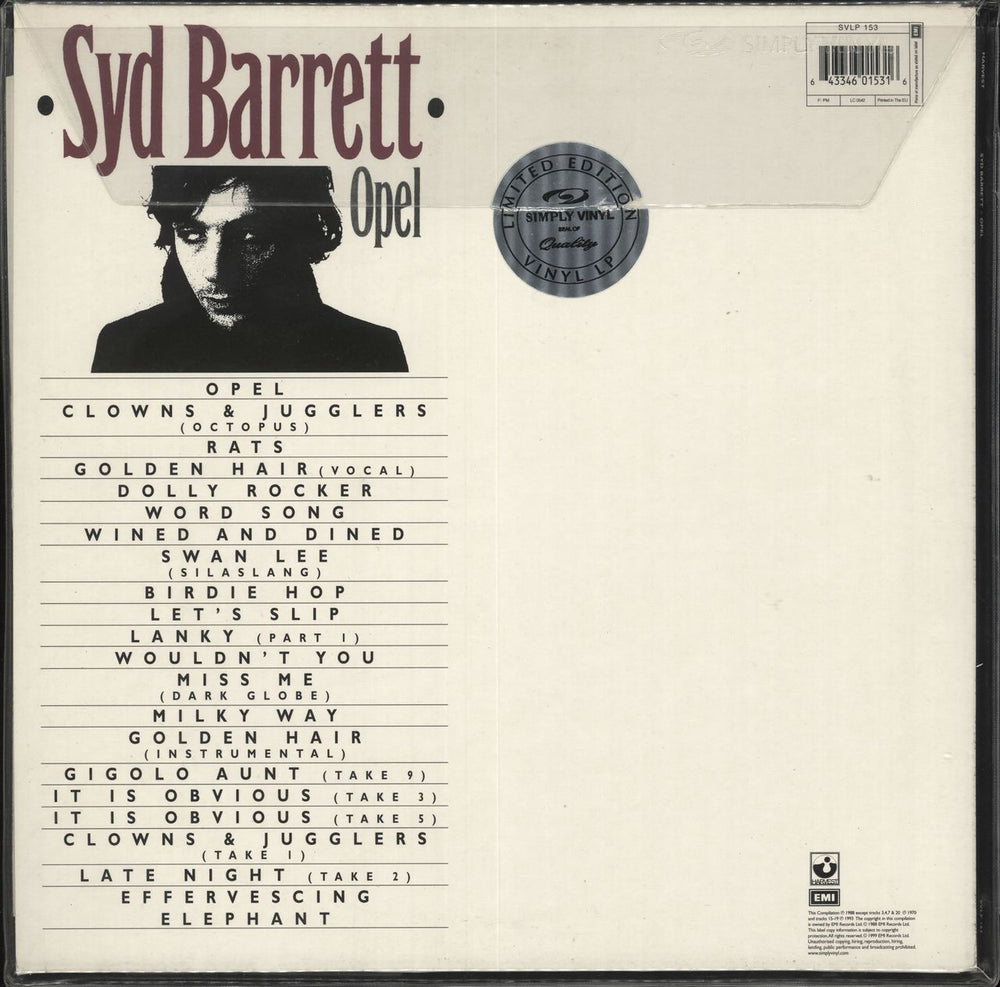 Syd Barrett Opel UK 2-LP vinyl record set (Double LP Album) 643346015316