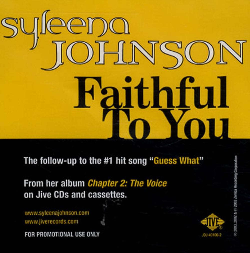 Syleena Johnson Faithful To You US Promo CD single (CD5 / 5") JDJ-40106-2