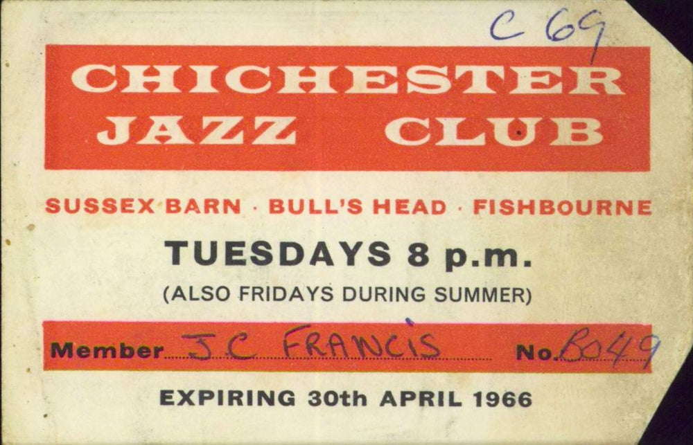 T-Bone Walker Chichester Jazz Club - Autographed UK concert ticket SIGNED TICKET