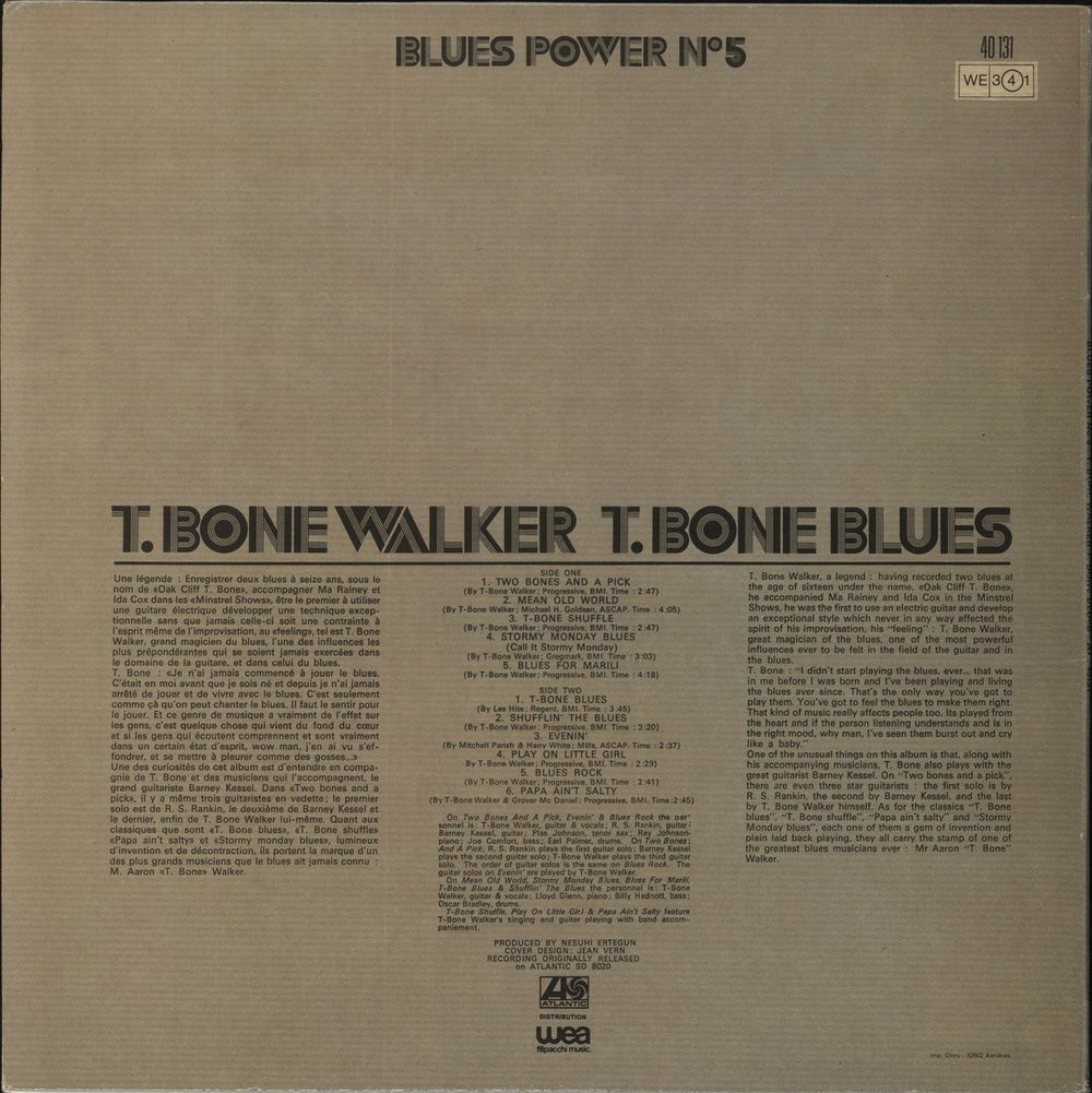 T-Bone Walker T. Bone Blues French vinyl LP album (LP record)