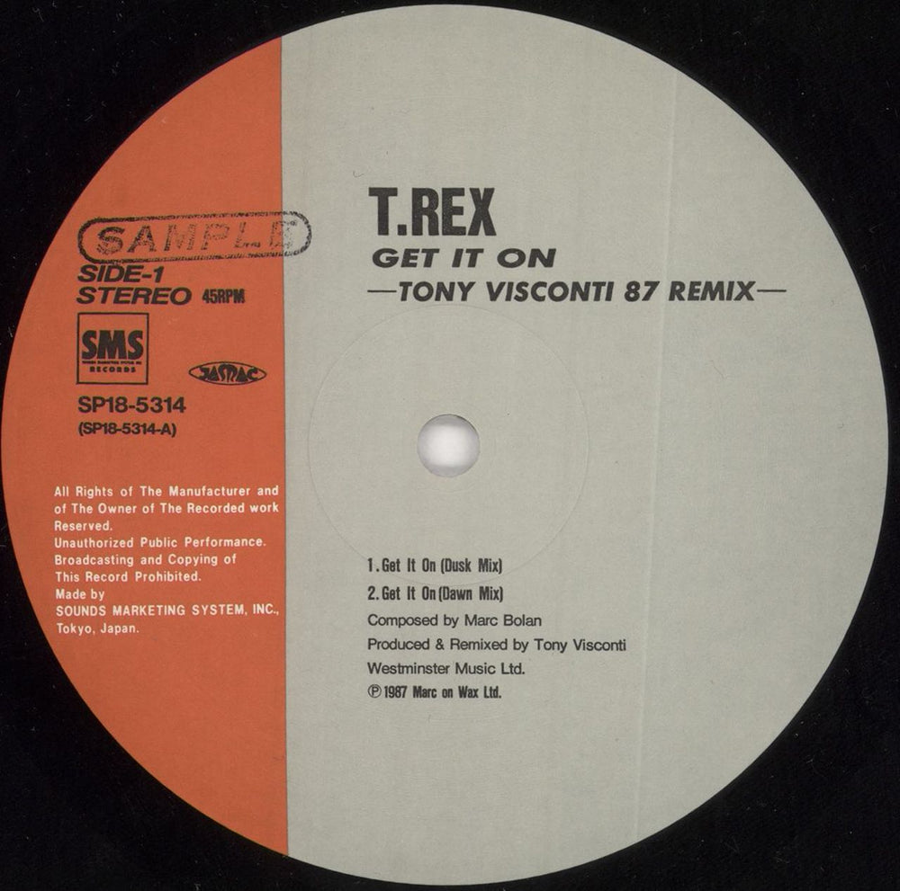 T-Rex / Tyrannosaurus Rex Get It On - Sample + Obi-Strip Japanese Promo 12" vinyl single (12 inch record / Maxi-single) REX12GE246778