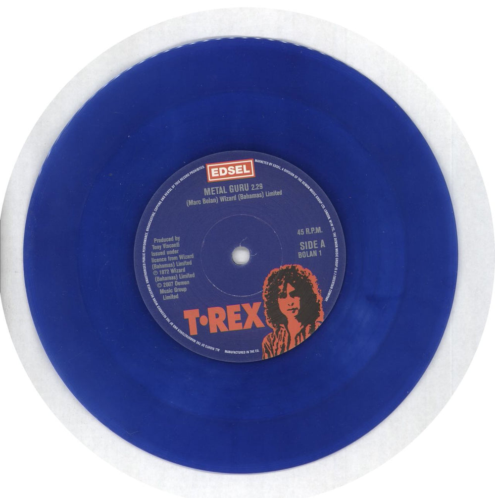 T-Rex / Tyrannosaurus Rex Metal Guru - Marble Blue Vinyl UK 7" vinyl single (7 inch record / 45) REX07ME453937