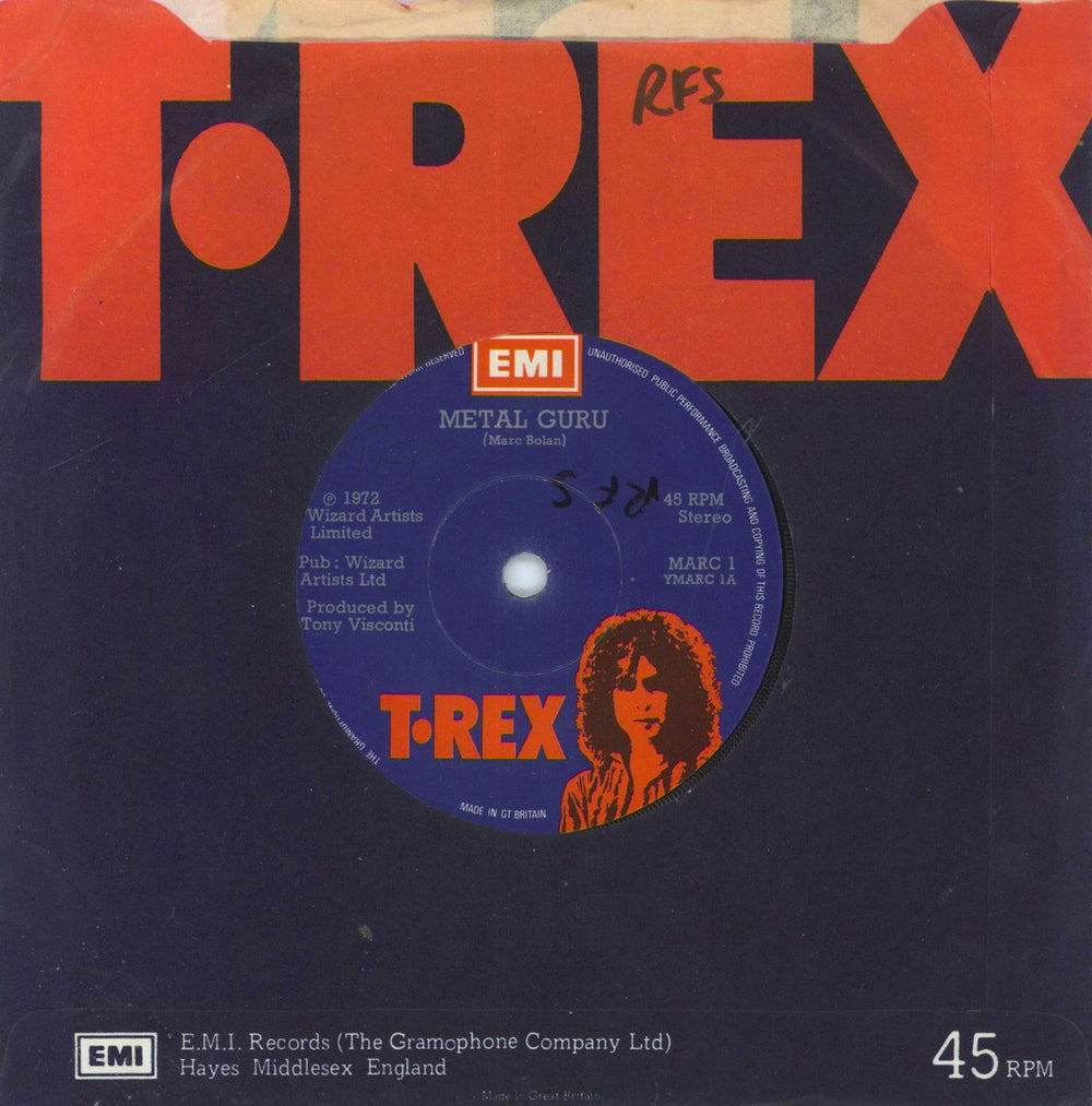 T-Rex / Tyrannosaurus Rex Metal Guru UK 7" vinyl single (7 inch record / 45)