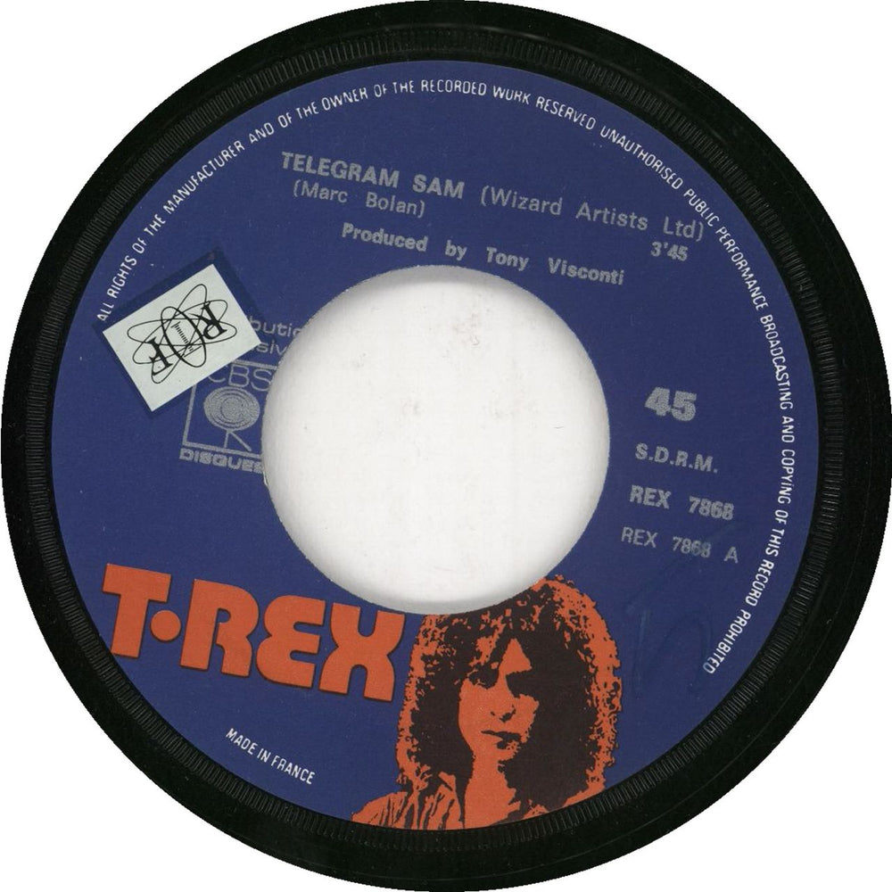 T-Rex / Tyrannosaurus Rex Telegram Sam + Sleeve French 7" vinyl single (7 inch record / 45) REX07TE731297