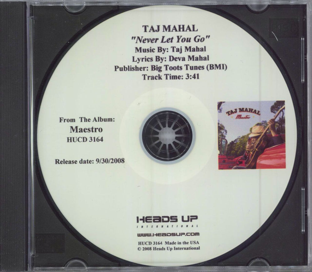 Taj Mahal Never Let You Go US Promo CD-R acetate CD-R