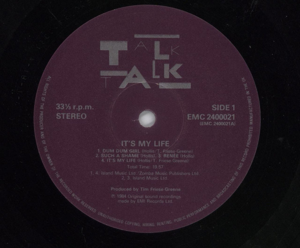 Talk Talk It's My Life - EX UK vinyl LP album (LP record) 5099924000215