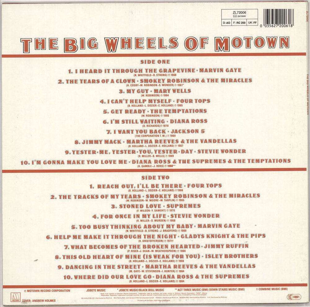 Tamla Motown The Big Wheels Of Motown German vinyl LP album (LP record) 035627200618