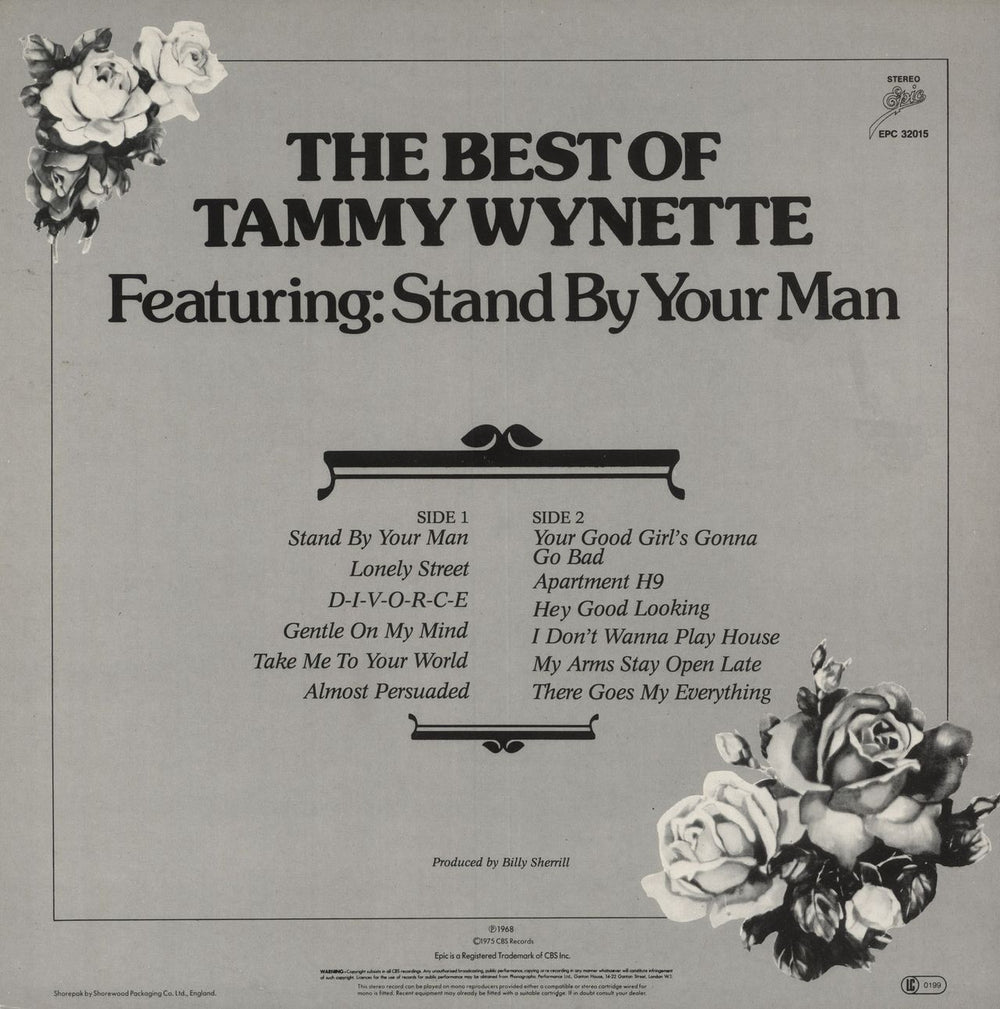 Tammy Wynette The Best Of Tammy Wynette Featuring Stand By Your Man UK vinyl LP album (LP record)