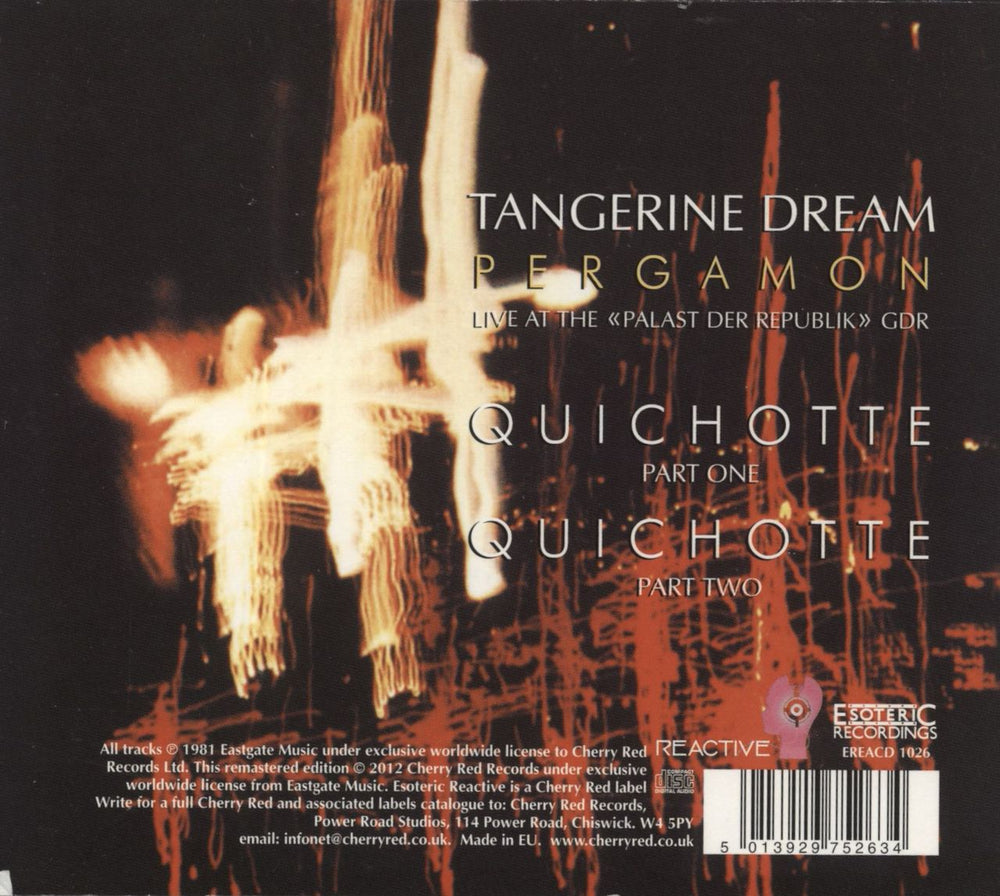 Tangerine Dream Pergamon (Live At The «Palast Der Republik» GDR) UK CD album (CDLP) 5013929752634