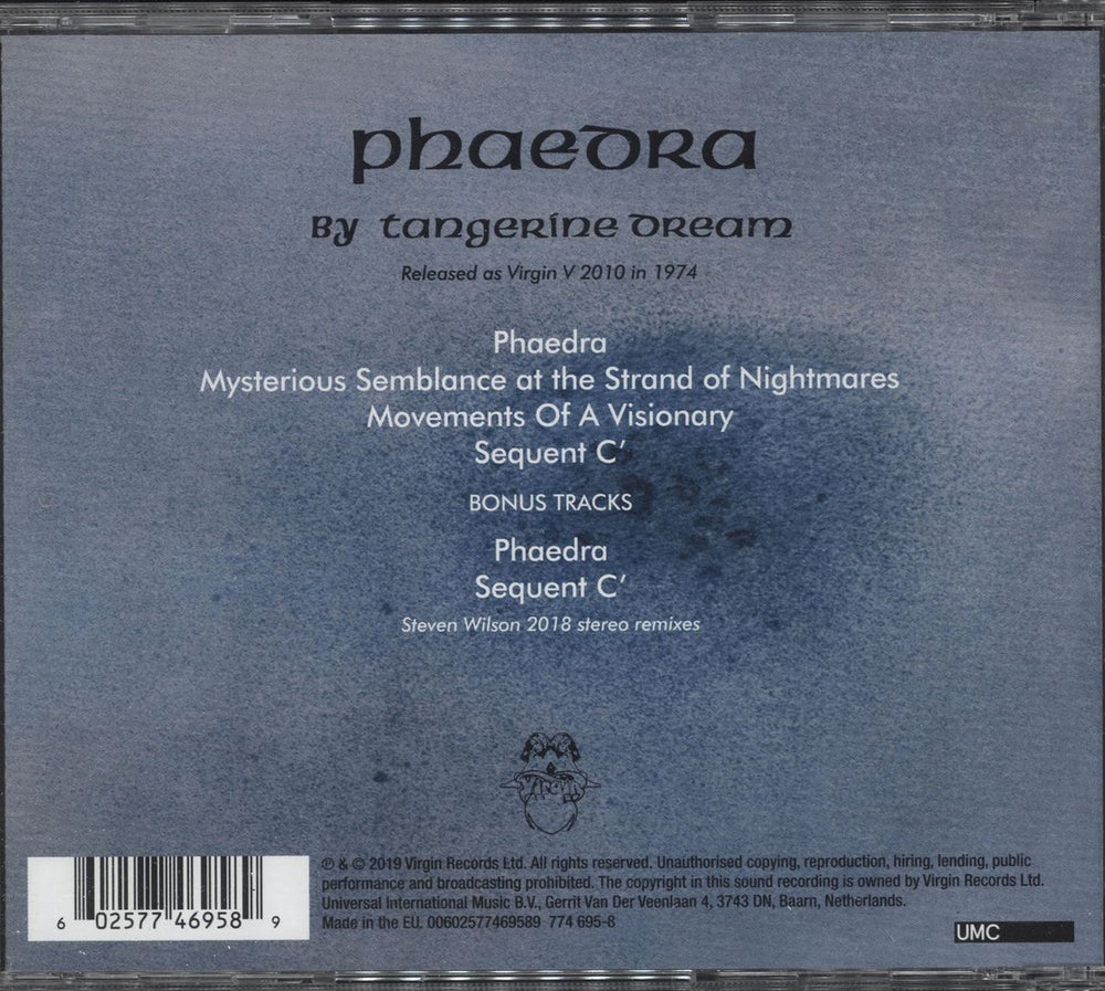 Tangerine Dream Phaedra UK CD album (CDLP) TANCDPH744292