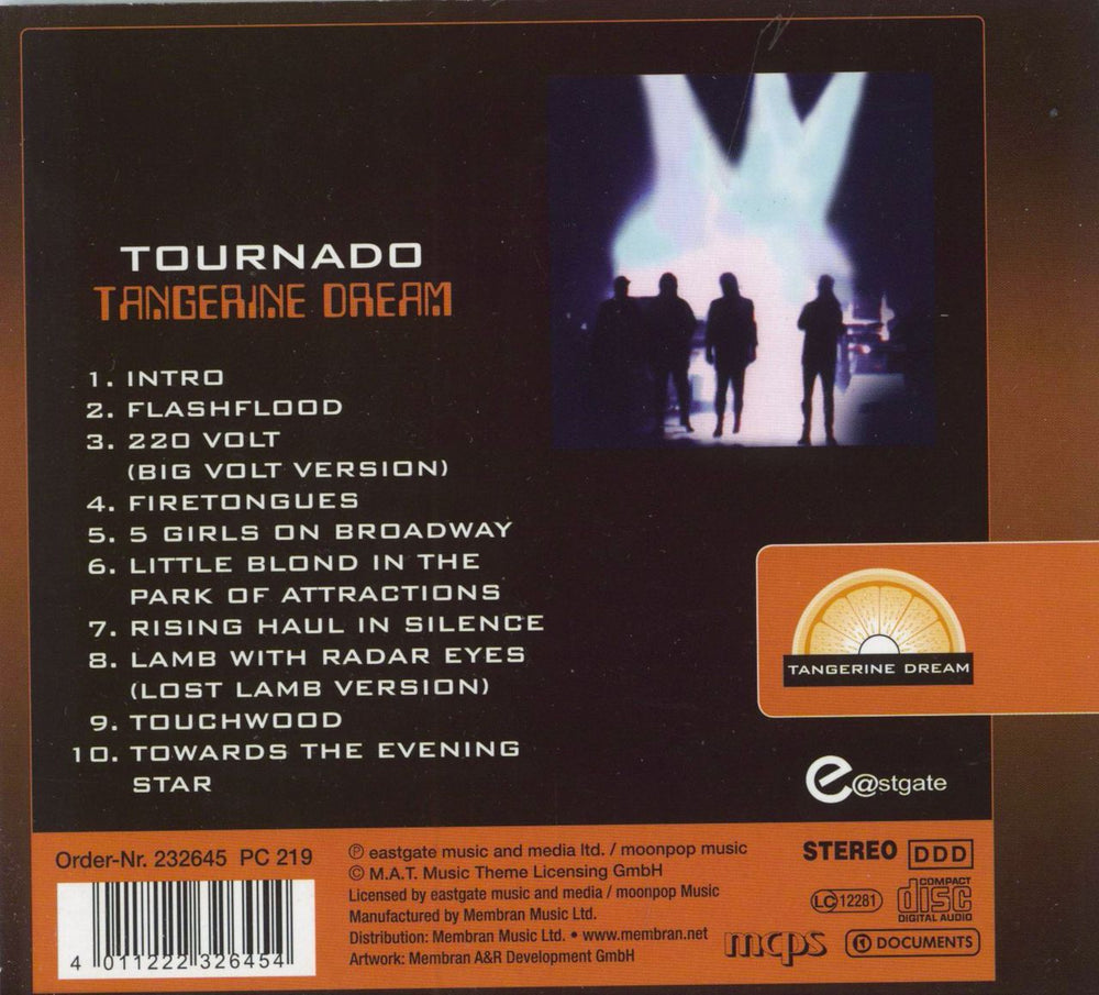 Tangerine Dream Tournado Live German CD album (CDLP) 4011222326454