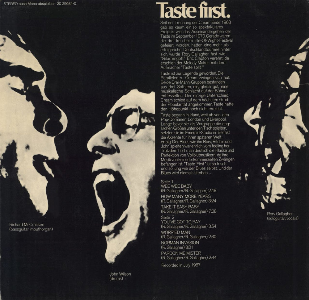 Taste Taste First German vinyl LP album (LP record)