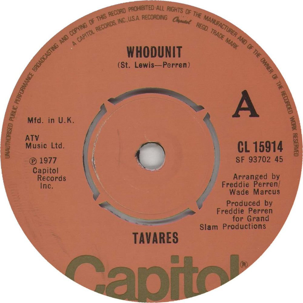 Tavares Whodunit UK 7" vinyl single (7 inch record / 45) CL15914