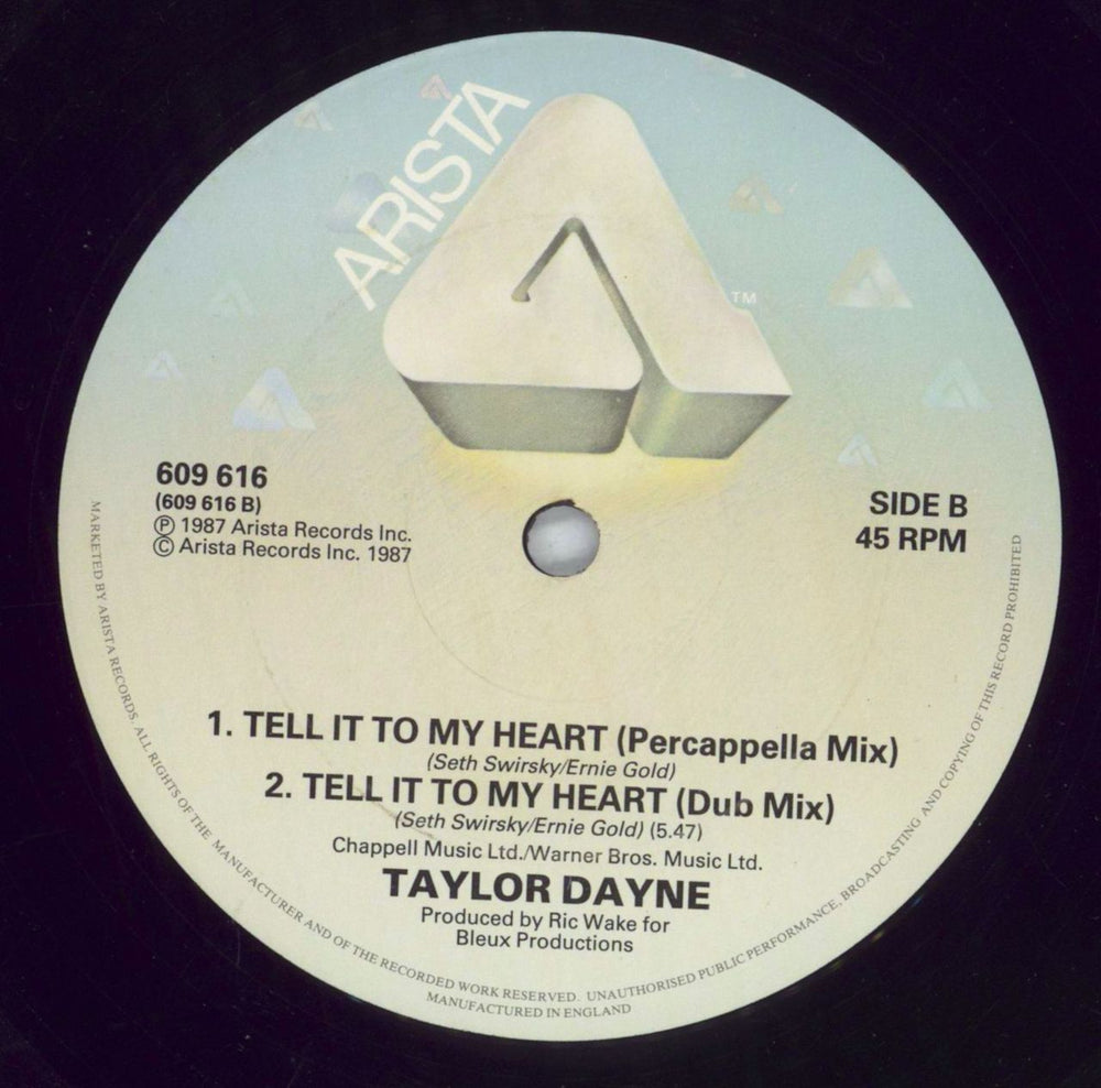 Taylor Dayne Tell It To My Heart UK 12" vinyl single (12 inch record / Maxi-single) 4007196096165