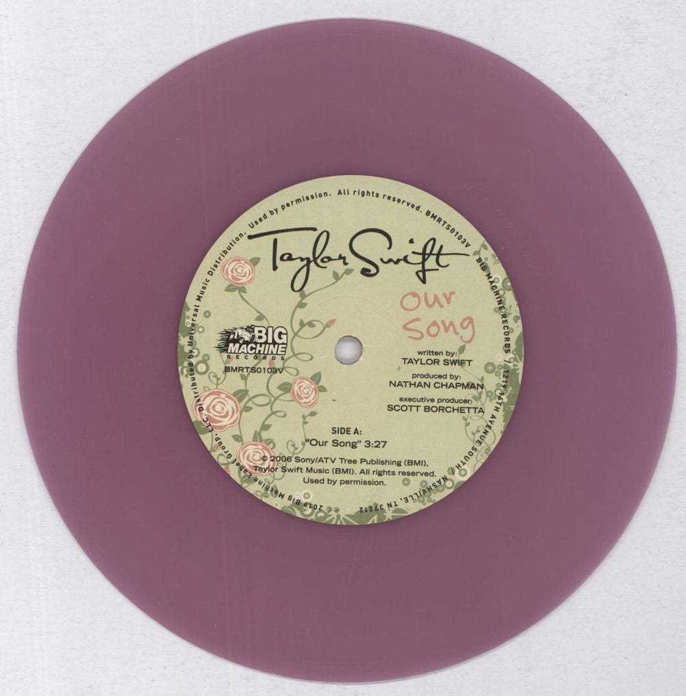 Taylor Swift Our Song - Lavender Vinyl US 7" vinyl single (7 inch record / 45) T5007OU820150