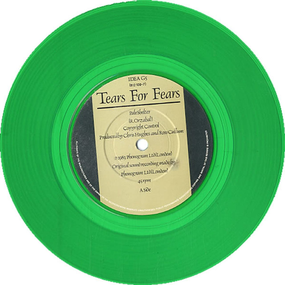 Tears For Fears Pale Shelter - Green Vinyl UK 7" vinyl single (7 inch record / 45) TFF07PA13533