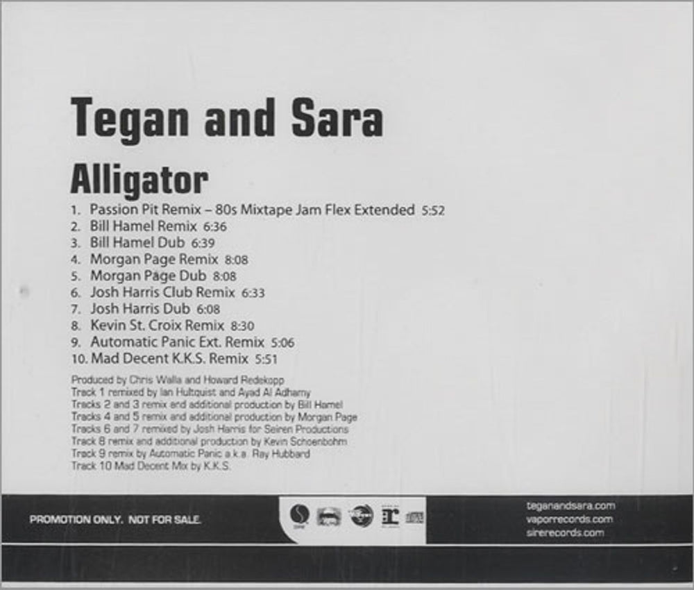 Tegan & Sara Alligator US Promo CD single (CD5 / 5") PRO-CDR-524604