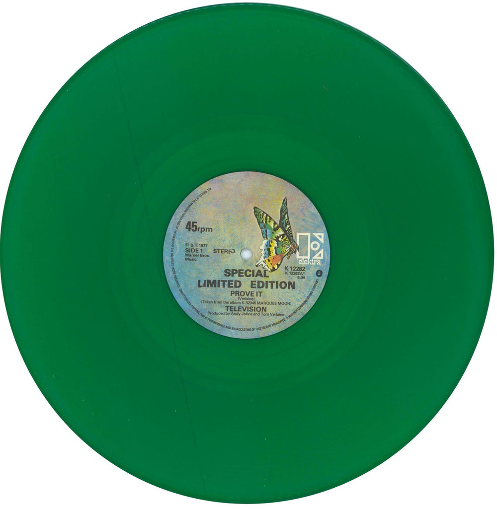 Television Prove It - Green Vinyl + Stickered Sleeve UK 12" vinyl single (12 inch record / Maxi-single) TLV12PR129026