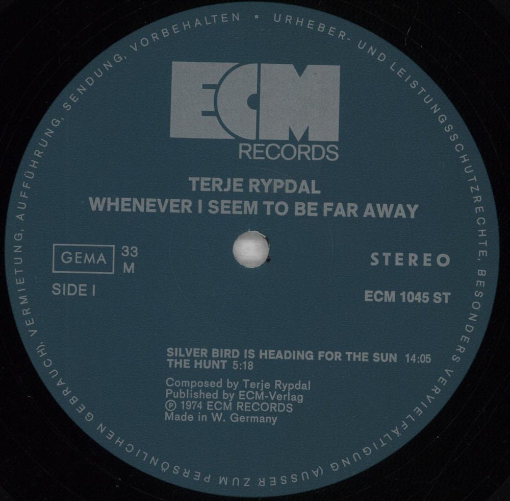 Terje Rypdal Whenever I Seem To Be Far Away - EX German vinyl LP album (LP record) VGRLPWH825840