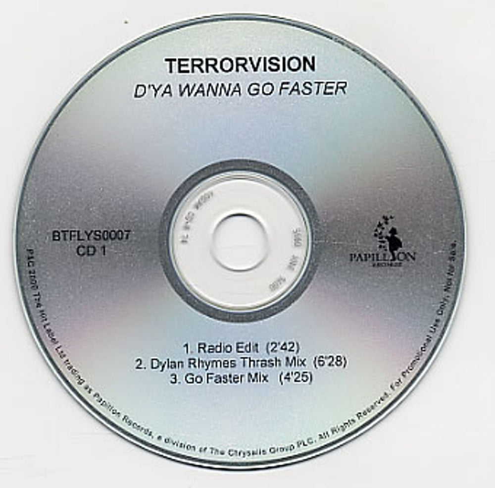 Terrorvision D'Ya Wanna Go Faster UK Promo CD-R acetate CD-R ACETATE