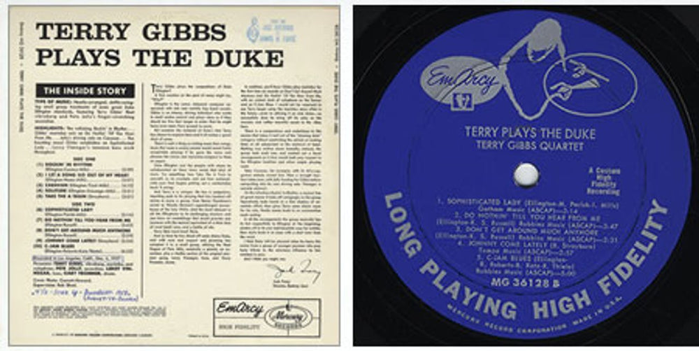 Terry Gibbs Plays The Duke US vinyl LP album (LP record) GIZLPPL361877