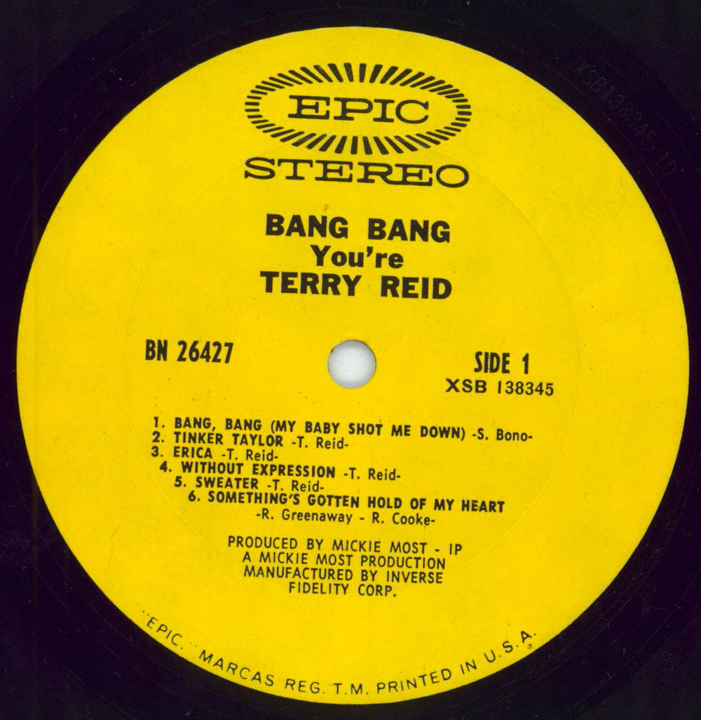 Terry Reid Bang, Bang You're Terry Reid - 1st - EX US vinyl LP album (LP record) YEILPBA797730