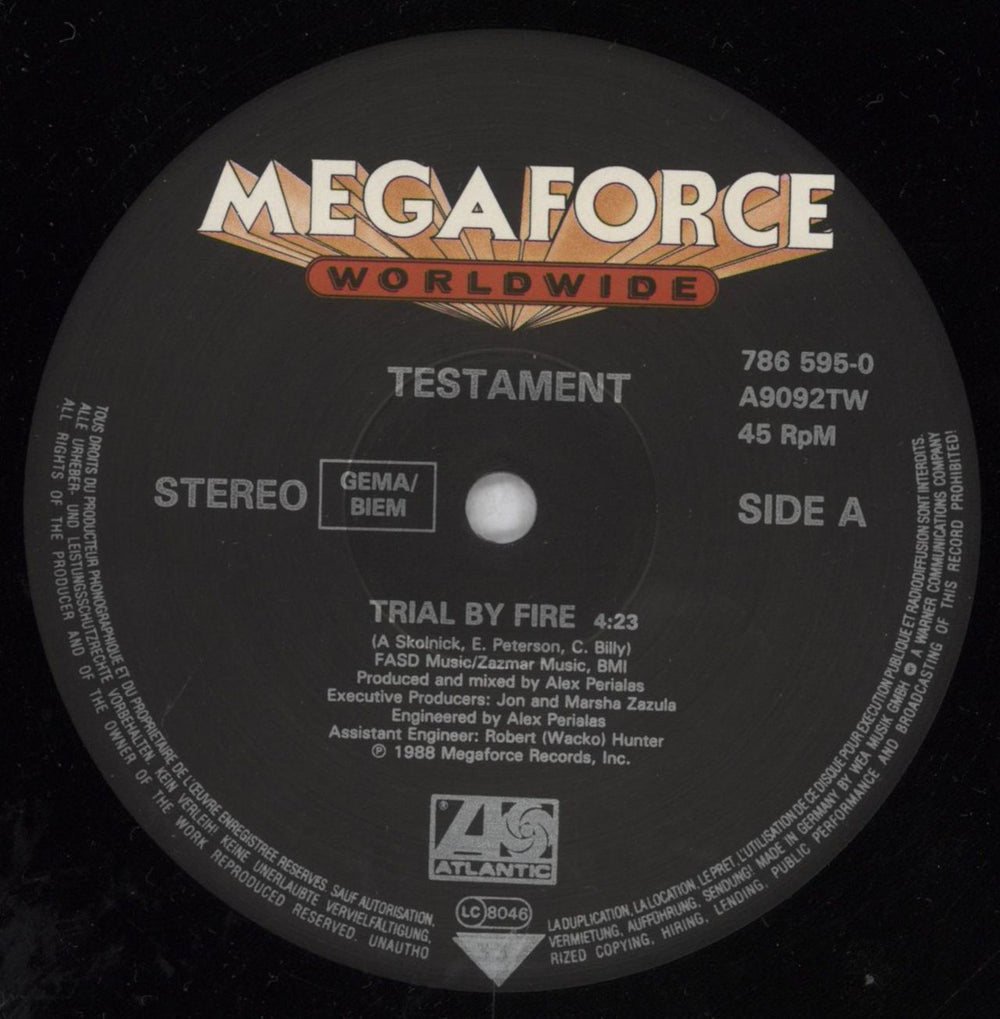 Testament Trial By Fire German 12" vinyl single (12 inch record / Maxi-single) EN112TR822041