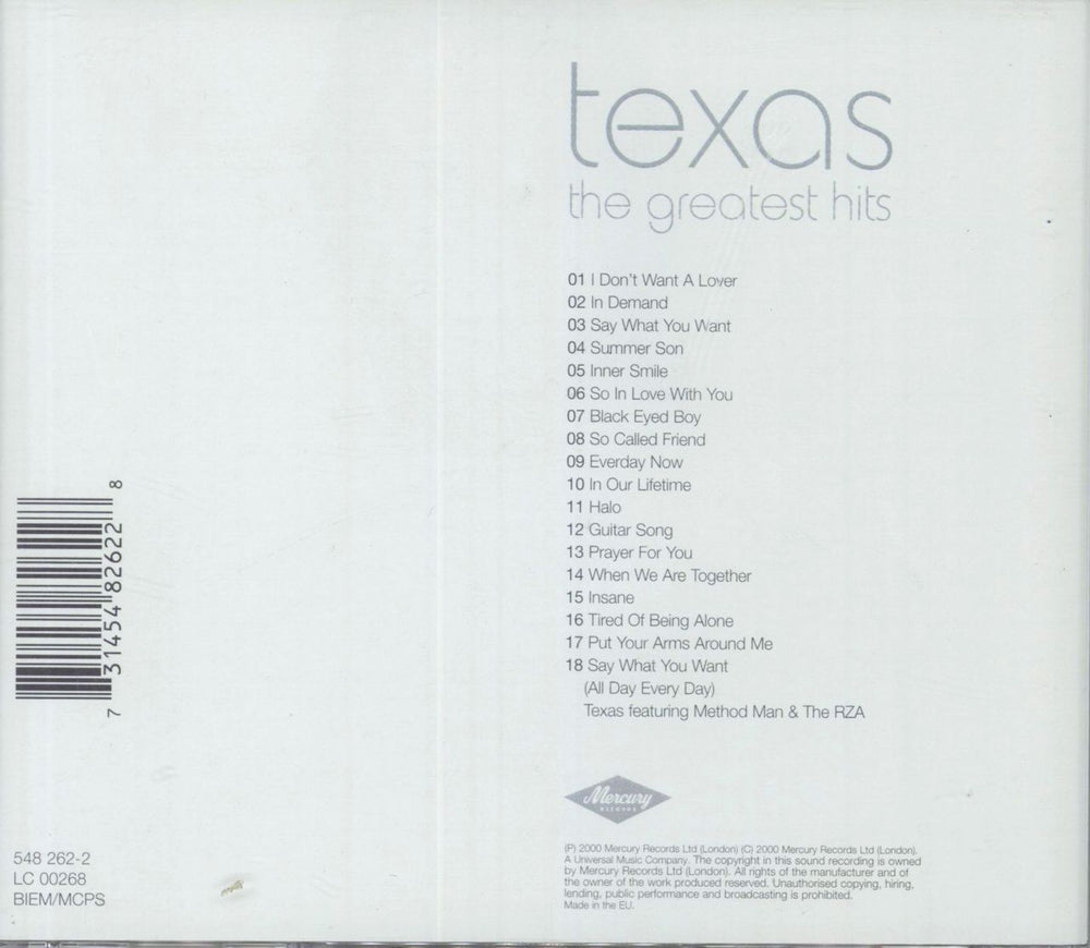 Texas The Greatest Hits UK CD album (CDLP) 731454826228