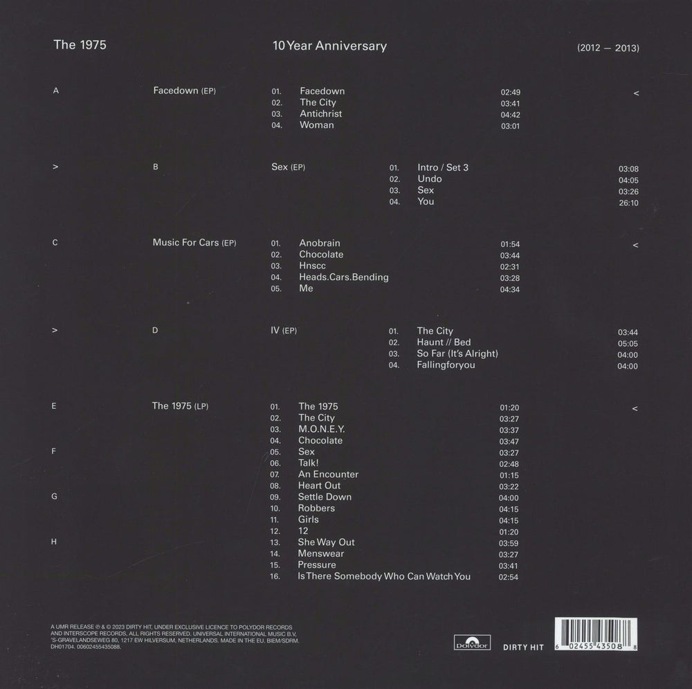 The 1975 The 1975 - 10 Year Anniversary Deluxe 4LP Edition UK 4-LP vinyl album record set 602455435088