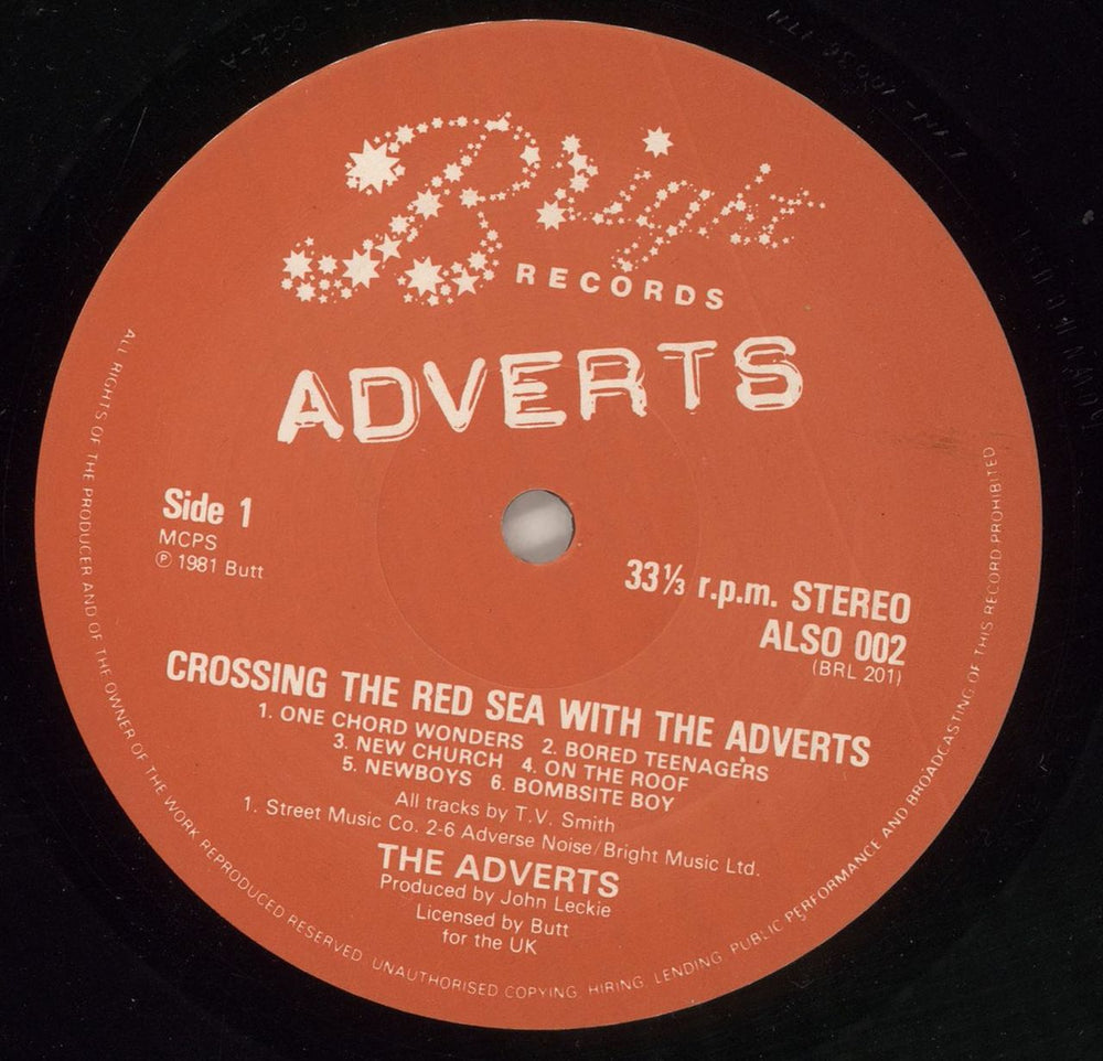 The Adverts Crossing The Red Sea With The Adverts UK vinyl LP album (LP record)