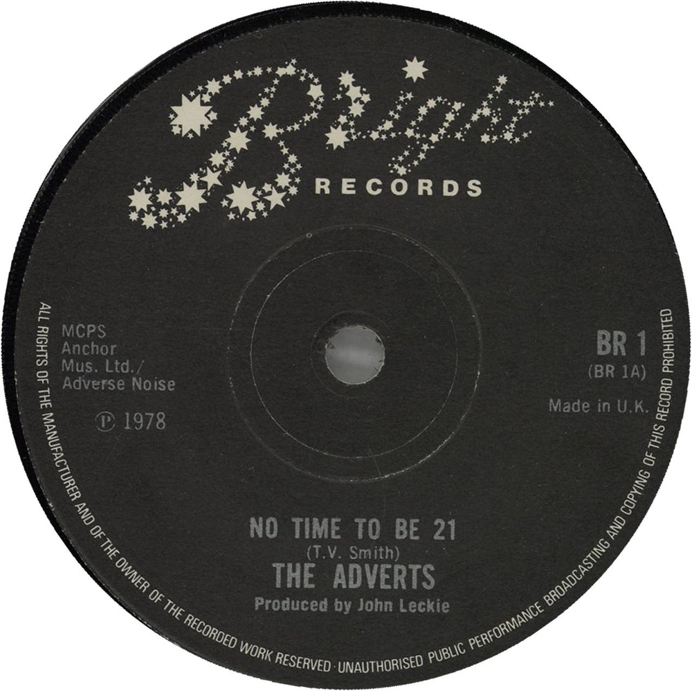 The Adverts No Time To Be 21 UK 7" vinyl single (7 inch record / 45) BR1