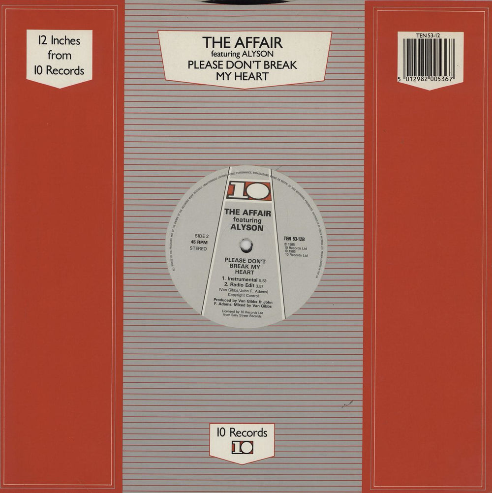 The Affair (Disco) Please Don't Break My Heart UK 12" vinyl single (12 inch record / Maxi-single) 5012982005367