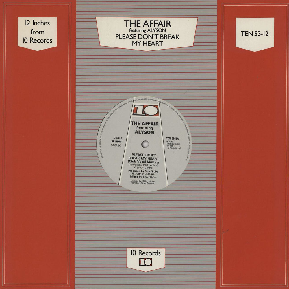 The Affair (Disco) Please Don't Break My Heart UK 12" vinyl single (12 inch record / Maxi-single) TEN53-12