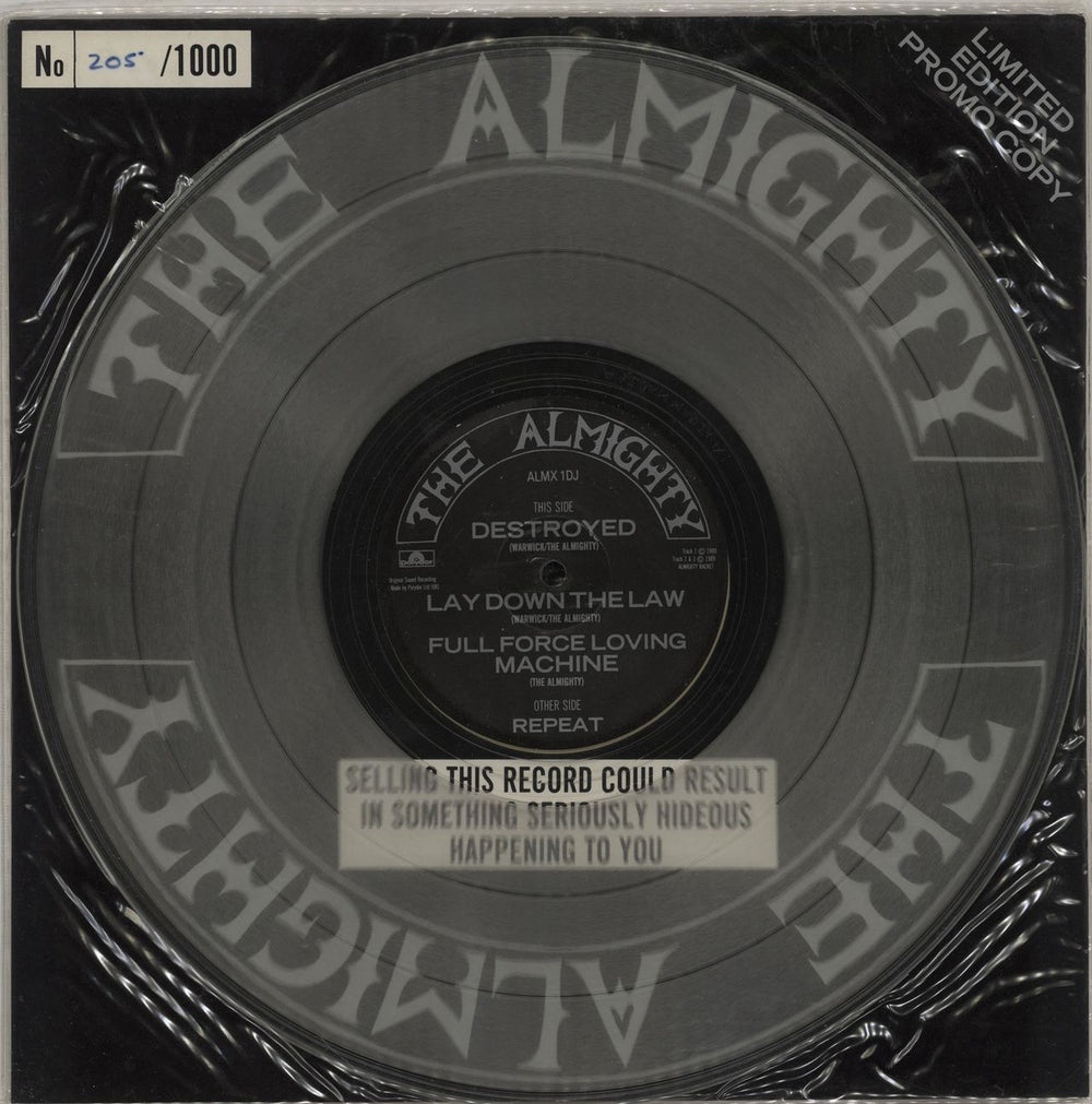 The Almighty Destroyed - Clear Vinyl UK Promo 12" vinyl single (12 inch record / Maxi-single) ALMX1DJ