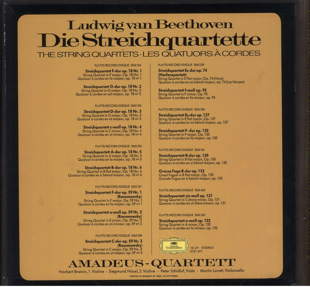 The Amadeus String Quartet Beethoven: Die Streichquartette German Vinyl Box Set