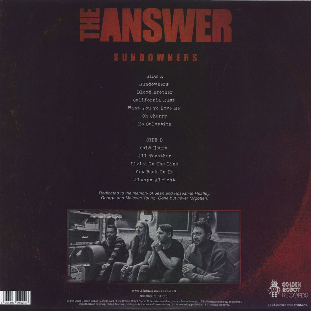 The Answer Sundowners UK picture disc LP (vinyl picture disc album) 5054197249204