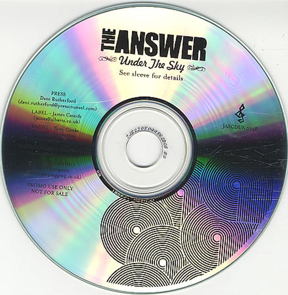 The Answer Under The Sky UK Promo CD-R acetate TQ9CRUN392877