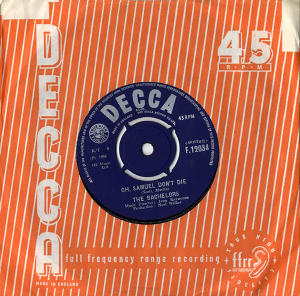 The Bachelors Oh, Samuel Don't Die UK 7" vinyl single (7 inch record / 45) F.12034